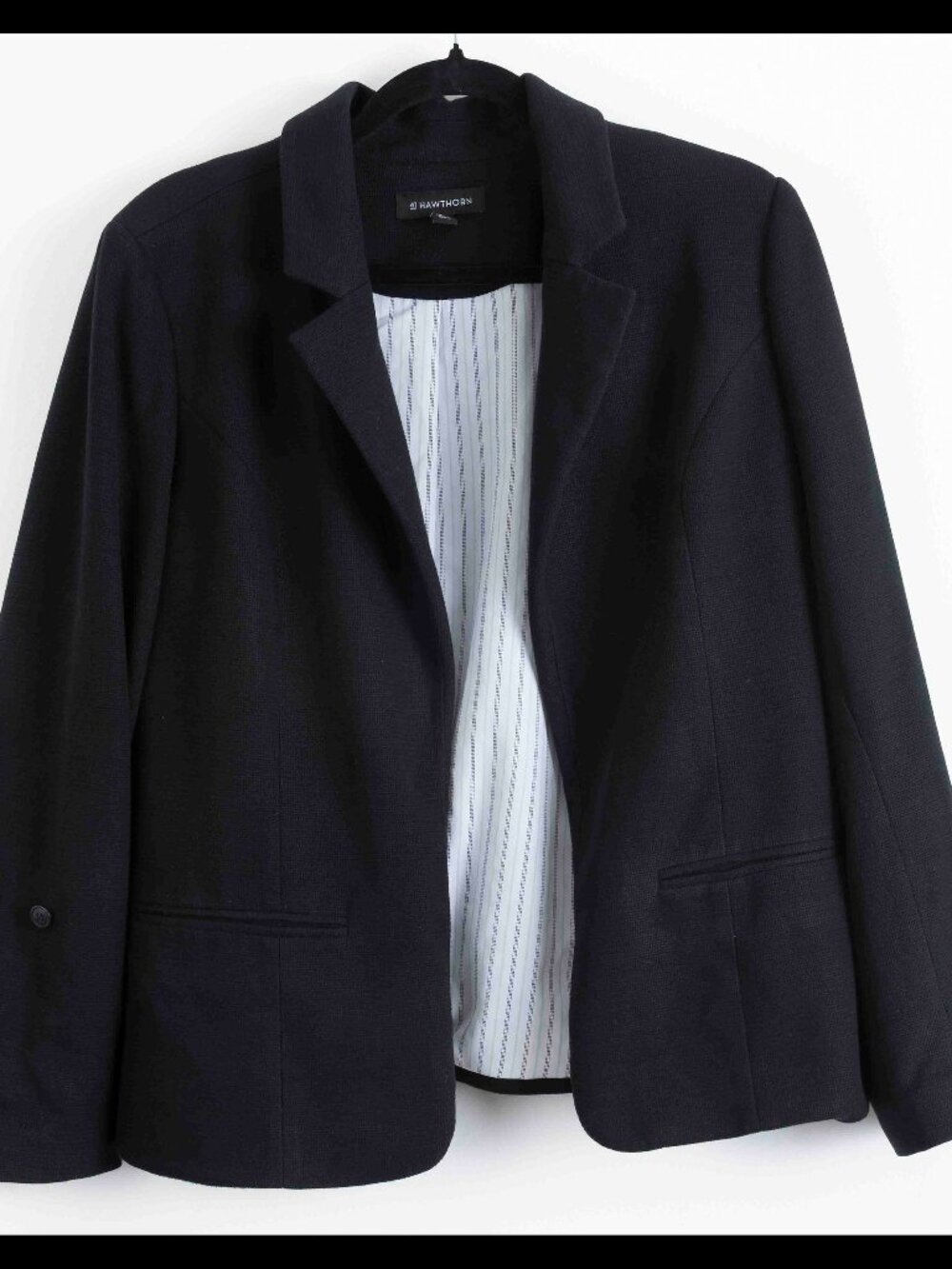 41 Hawthorn Womens Black Textured Tab Sleeve Open Front Blazer XL EUC